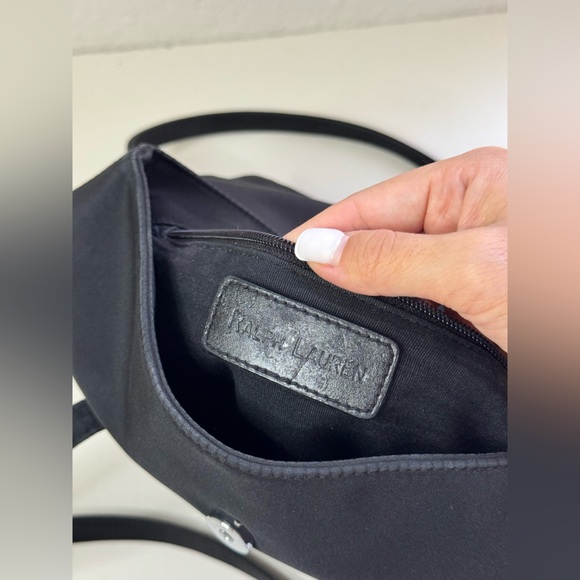 Ralph Lauren Purse Womens Black Canvas Pockets Snap - Picture 9 of 13
